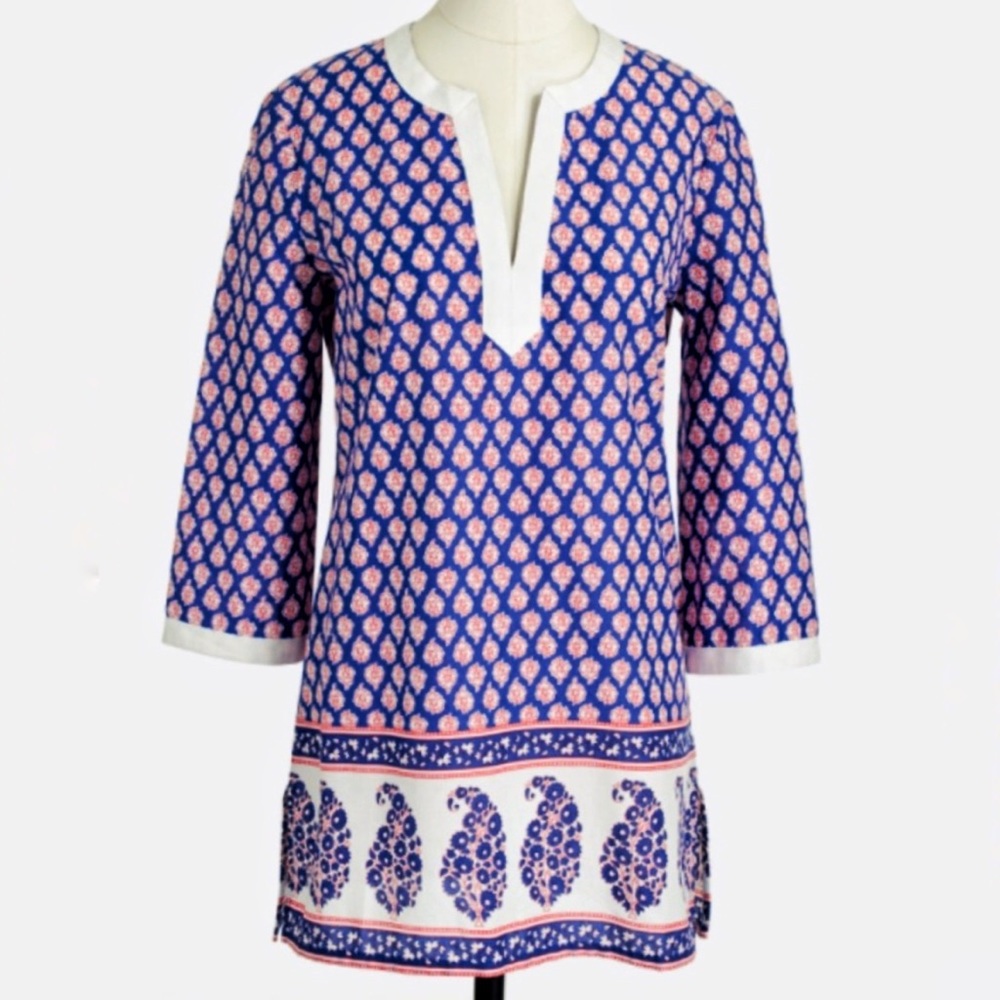 J. CREW Factory Floral Paisley Print Poplin Tunic Top Women’s Size XXS